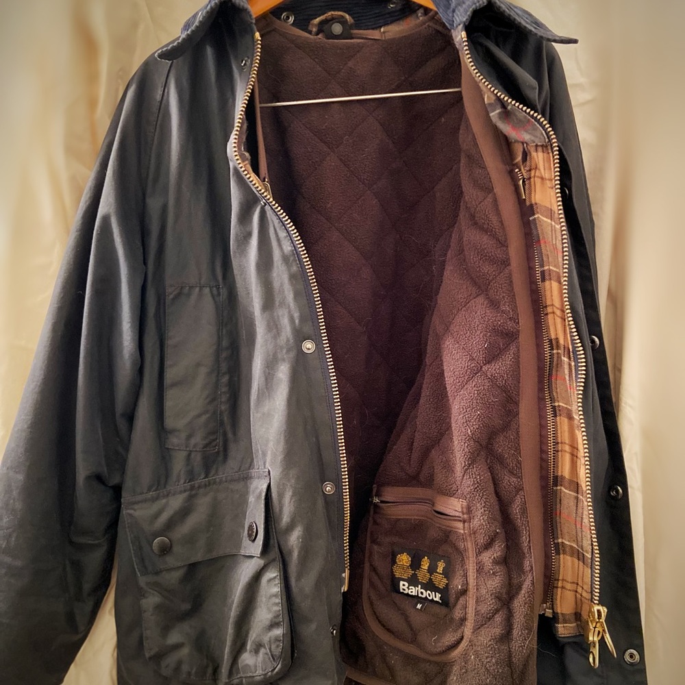 Barbour Waxed Bedale Jacket with Polarquilt zip in lining.